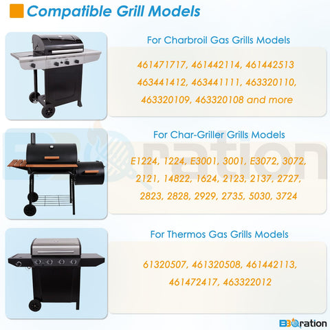 BBQration 8-inch wheel side view, compatible with Char-Griller models.