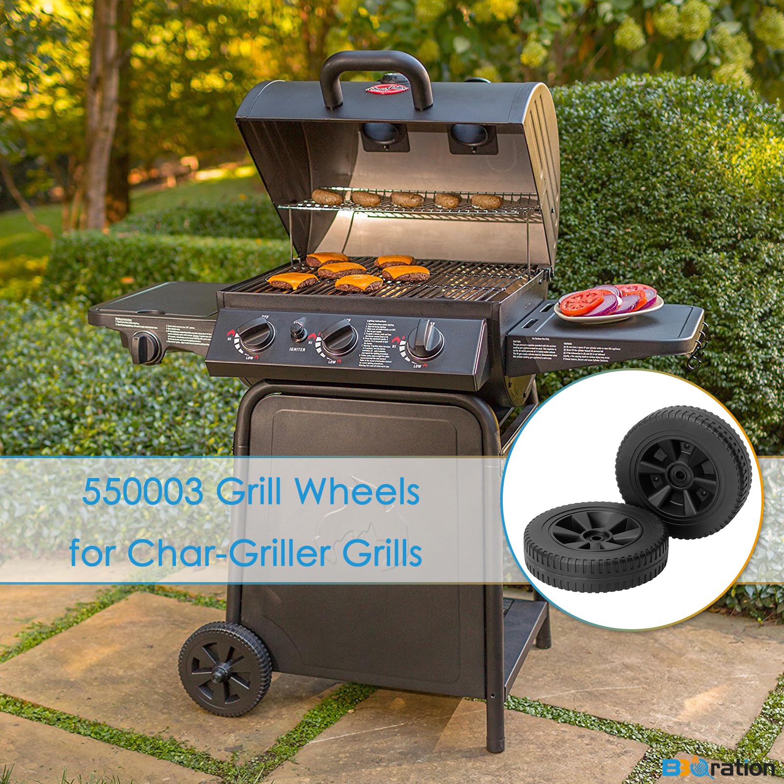 BBQration 8-inch wheel Kenmore compatibility, fits Kenmore grills securely.