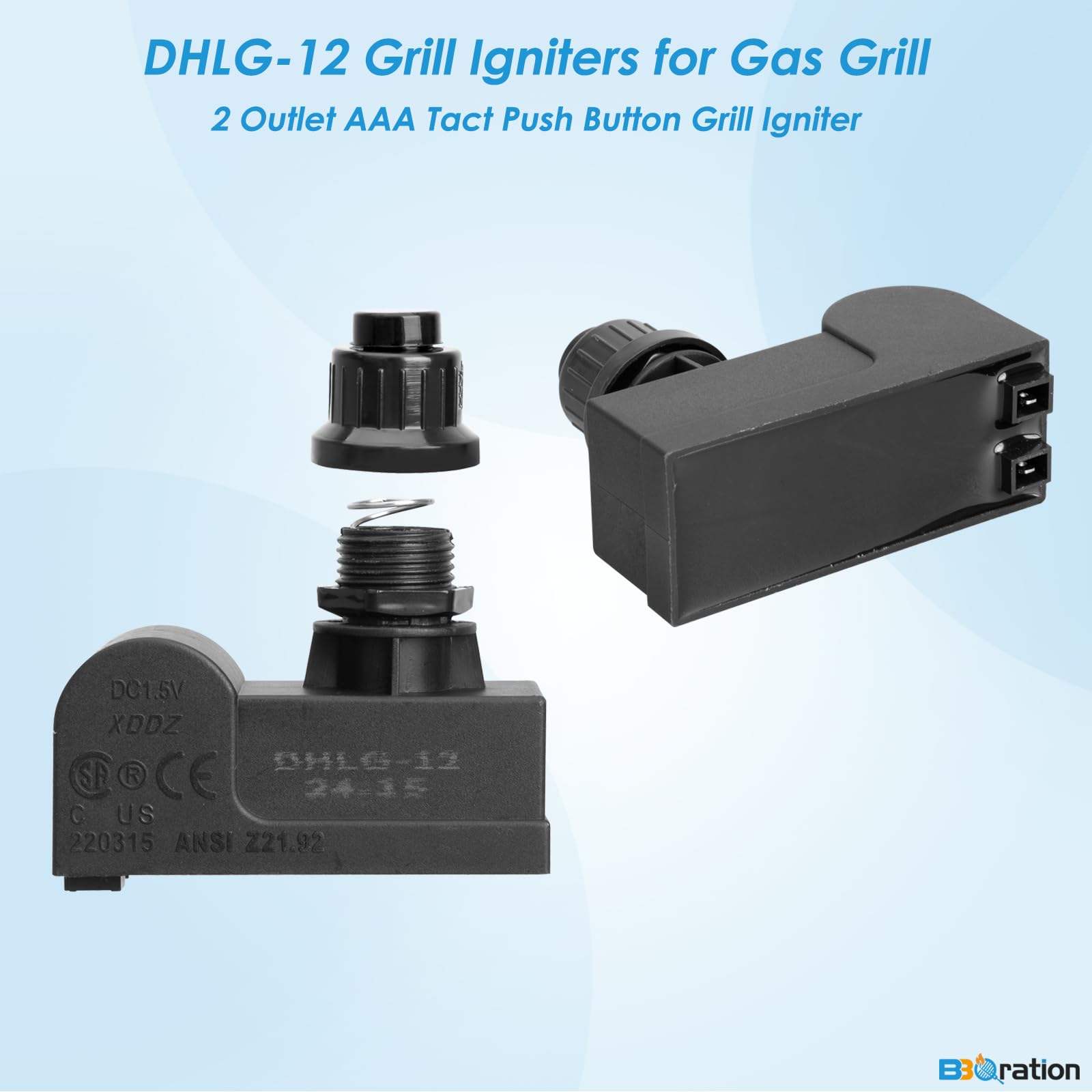 BBQration DHLG-12 black cap and housing detail