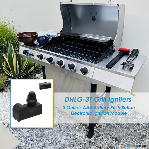 BBQration DHLG-3T ignition button in action.