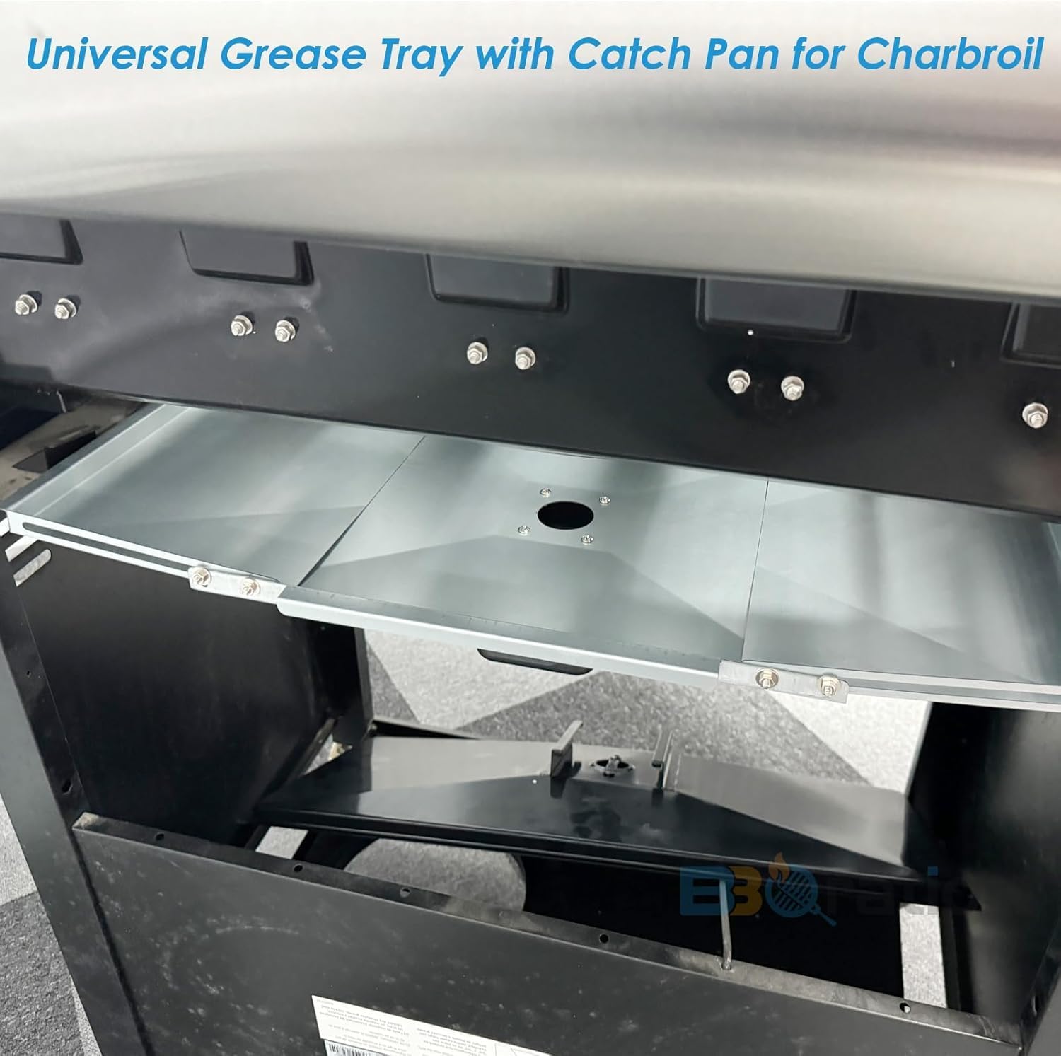 BBQration easy-clean up grease tray setup for Char-Broil improves backyard grilling convenience