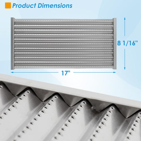 BBQration emitters dimensions 17 x 8 1/16 inches for precise fit