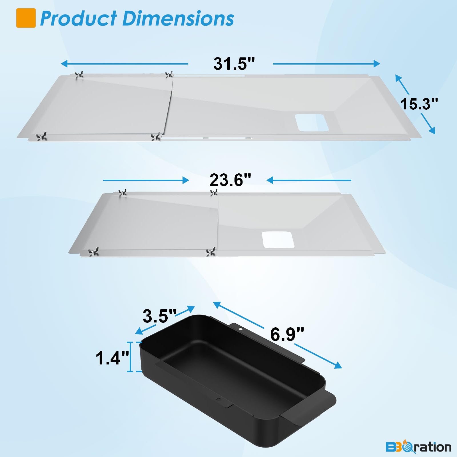 BBQration installation scene demonstrates simple, tool-free grease tray replacement.