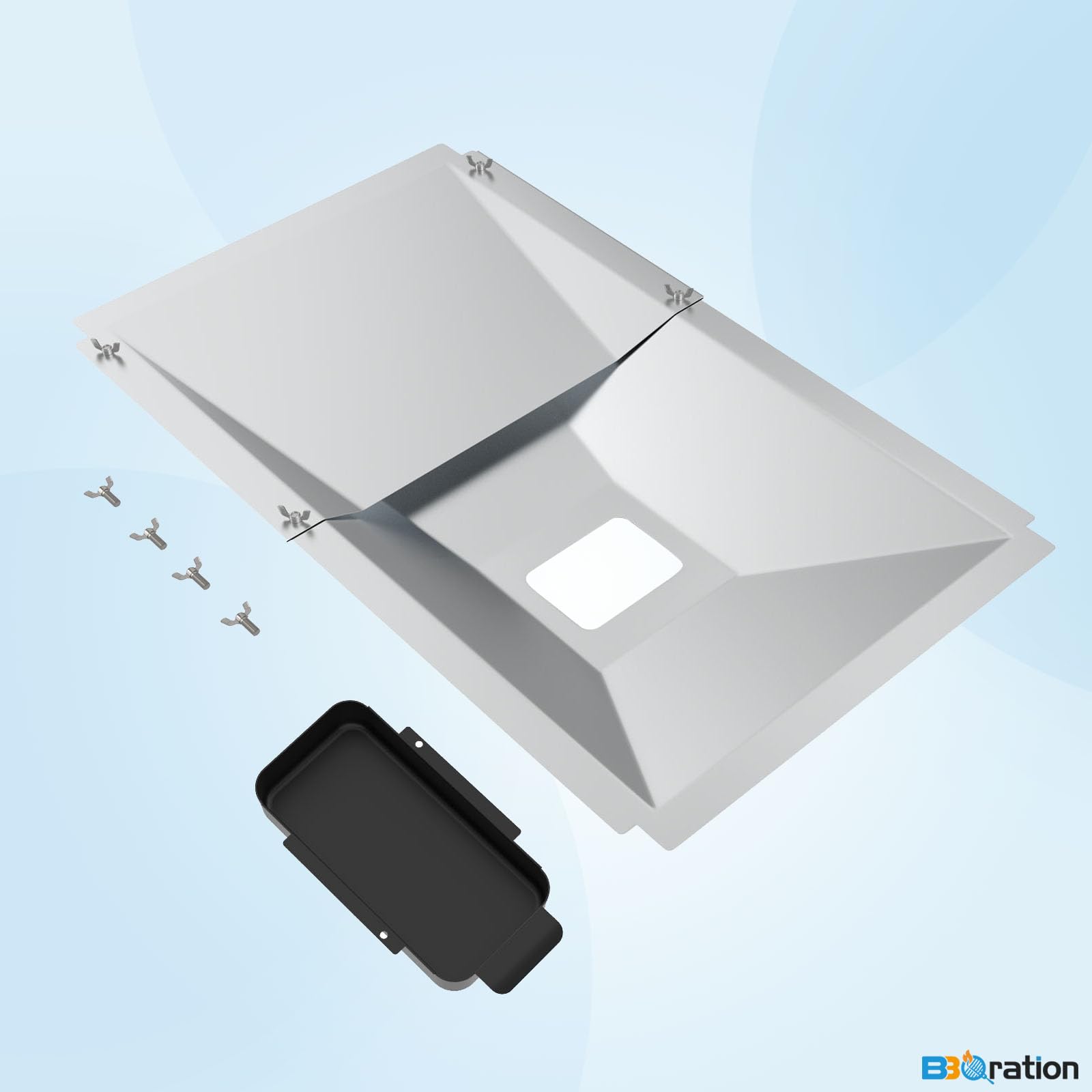 BBQration grease tray kit packaging emphasizes complete replacement solution.