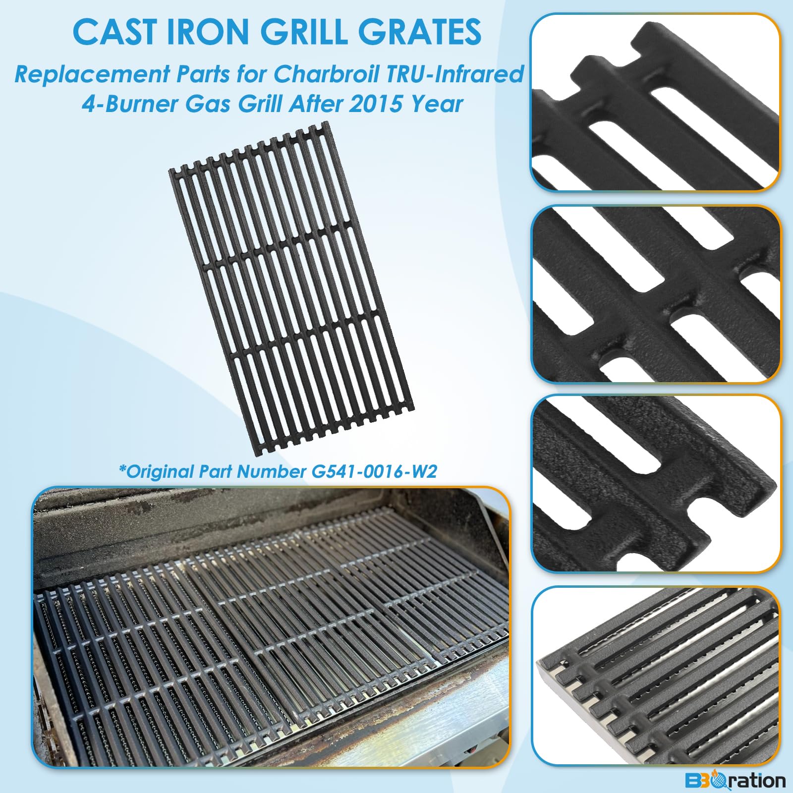 BBQration grate dimension 17x9-1/2 inch ensures precise Charbroil fit