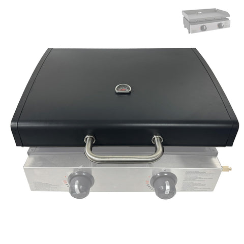 BBQration hinged lid for 22-inch Blackstone 1666 front view shows secure fit and protection.