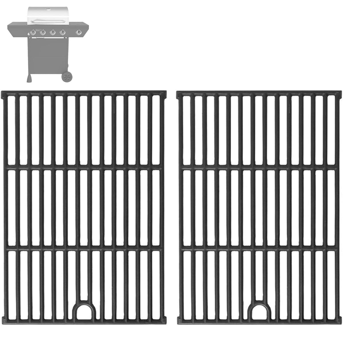 BBQration Nexgrill 4-burner grate close-up shows durable matte cast iron for even searing.