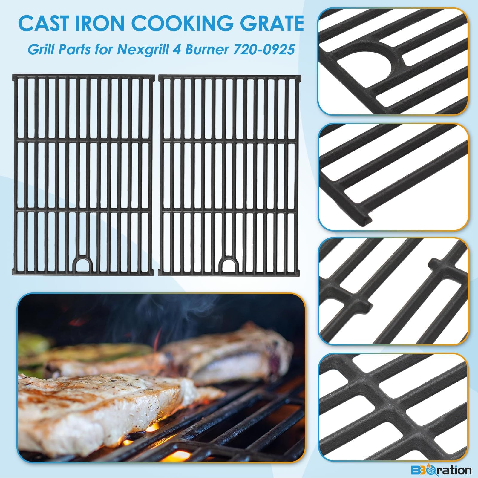 BBQration replacement grate for Nexgrill 720-0925P, reliable upgrade part.