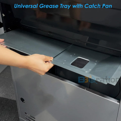 BBQration catch pan securely catches drips to keep grill area tidy.