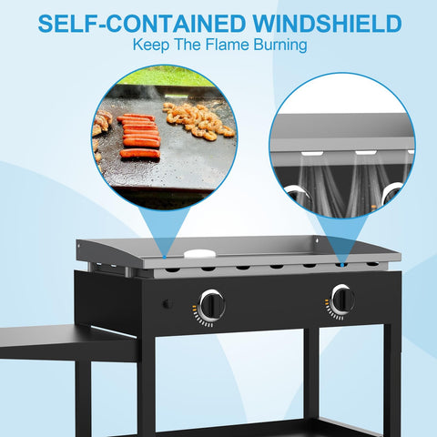 BBQration 28-inch top compatible with Blackstone 1605 boosts heat recovery.