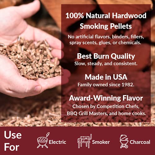 BBQ'rs Delight Hickory pellets pack offers robust flavor for ribs and steaks.