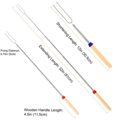 BBQStyle extendable 32 inch roasting stick extends reach for safer flames