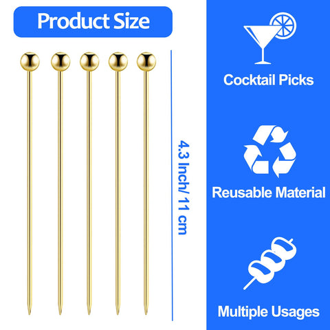 BBQStyle stainless steel picks 4-3in for durable, reusable garnishes.