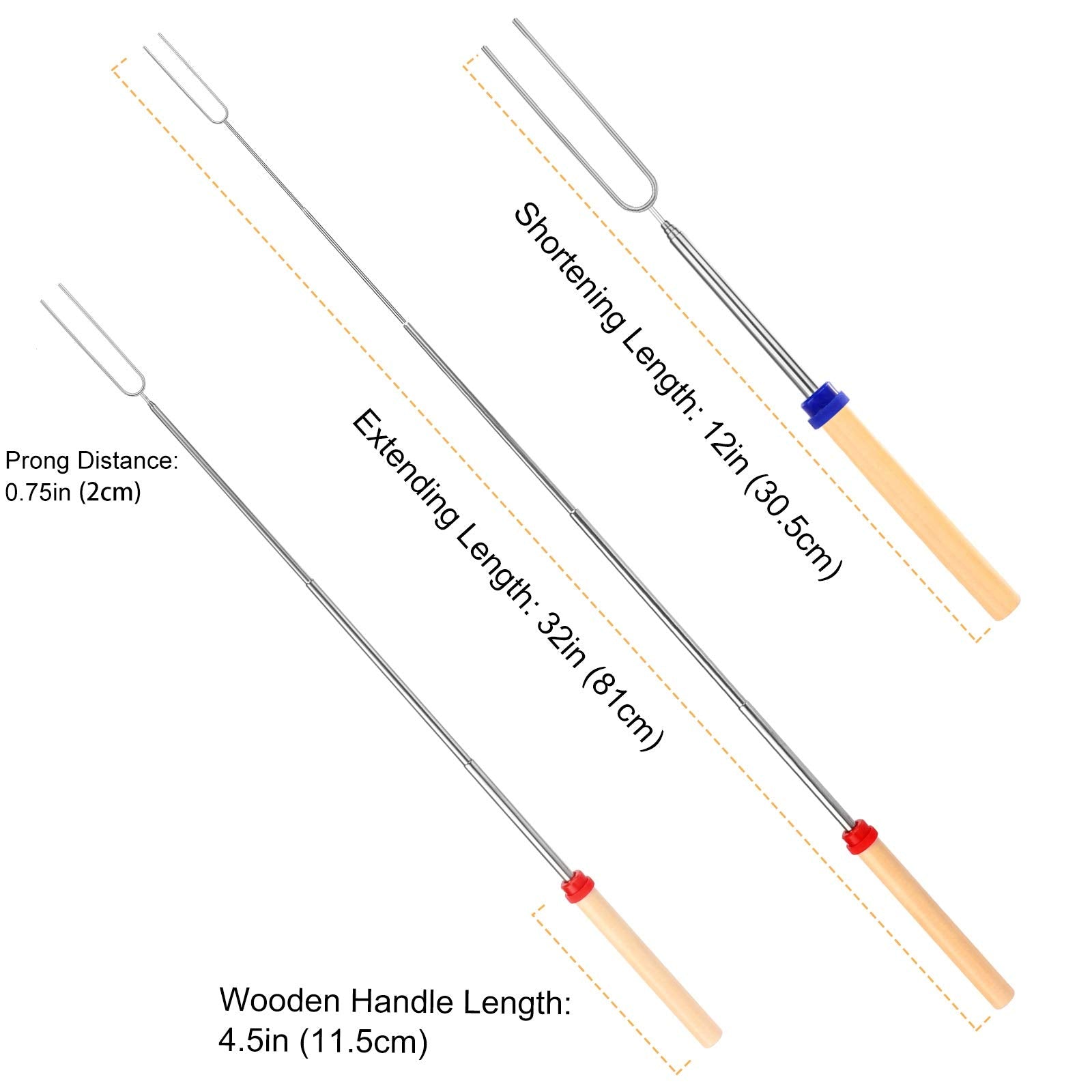 BBQStyle telescoping smores sticks extend to reach flames safely.
