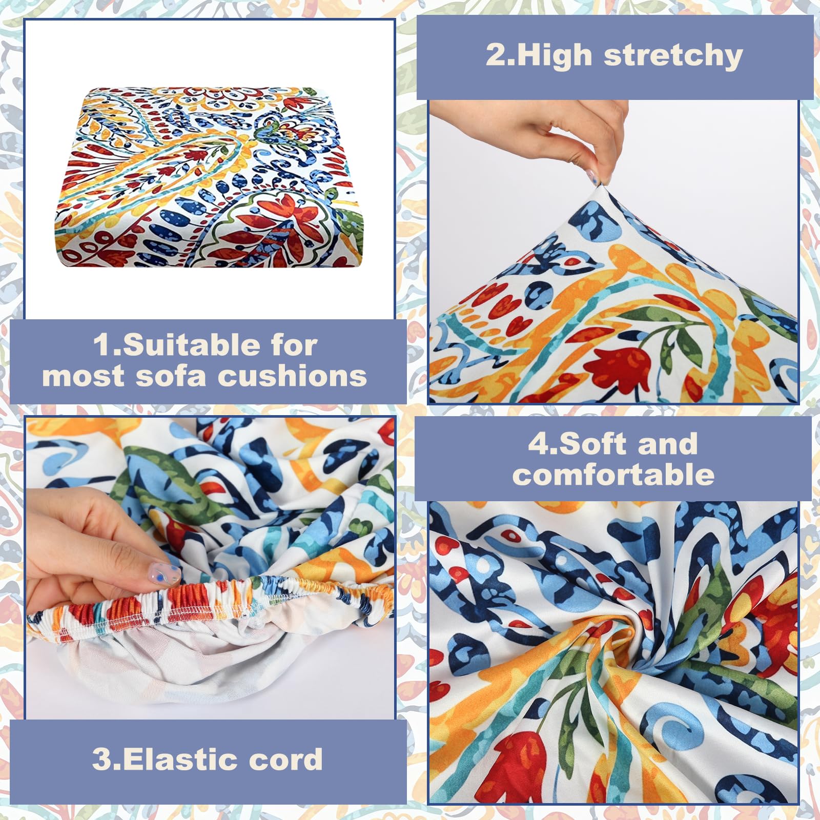BBSET eight-pack paisley cushion covers refresh sofas with durable fabric.