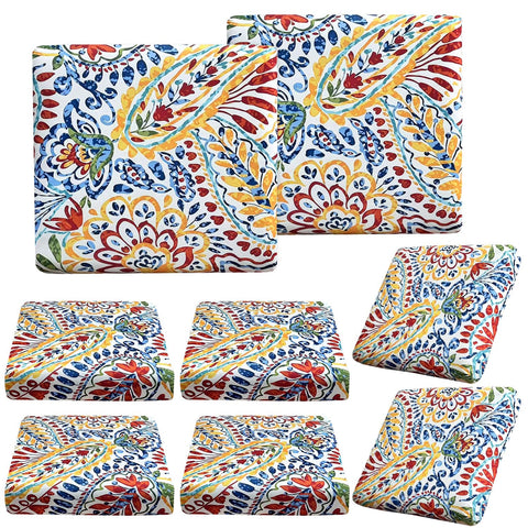 BBSET paisley patio cushion cover in vibrant outdoor decor protects cushions.