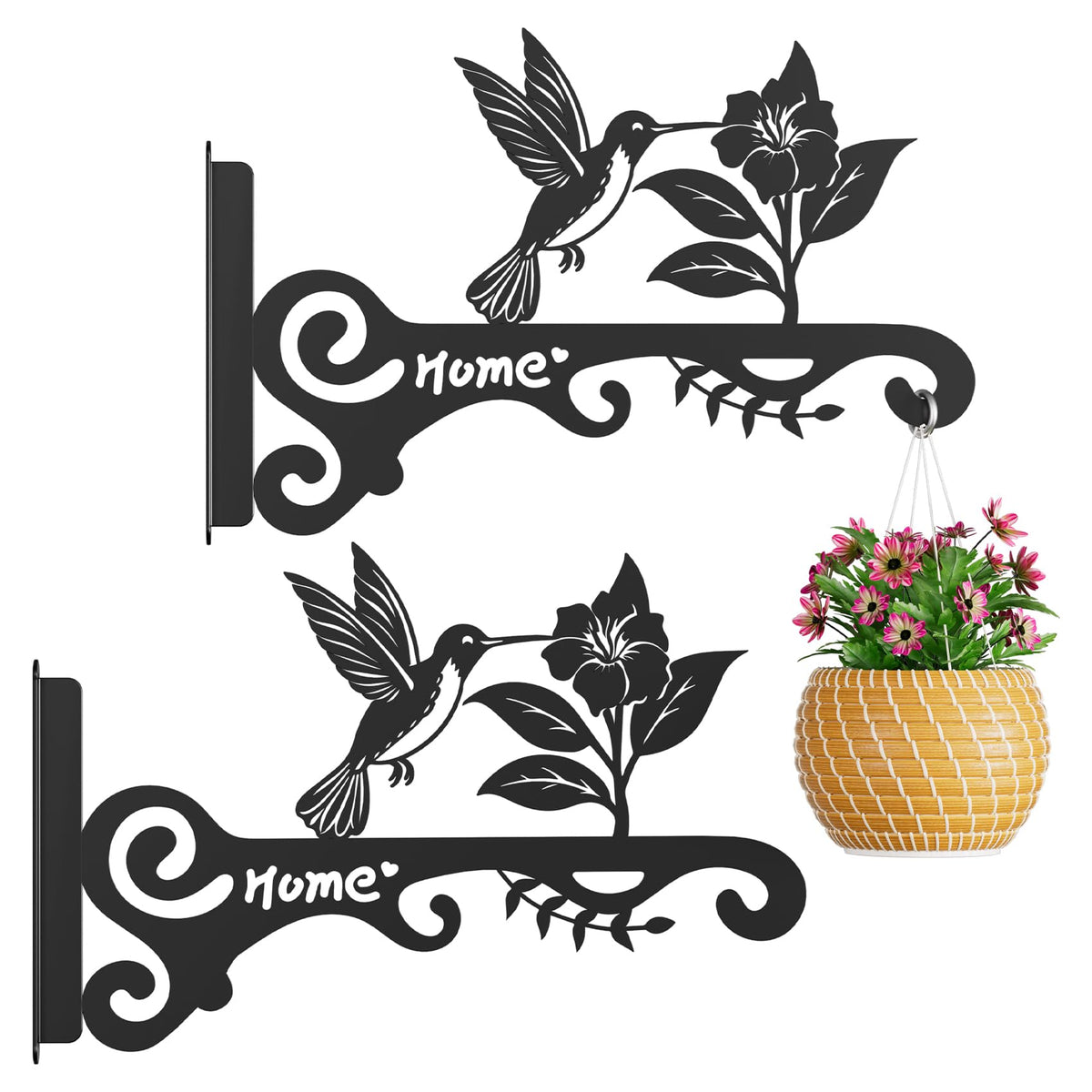 BBTFAA metal plant hangers with bird pattern for stylish indoor or outdoor displays