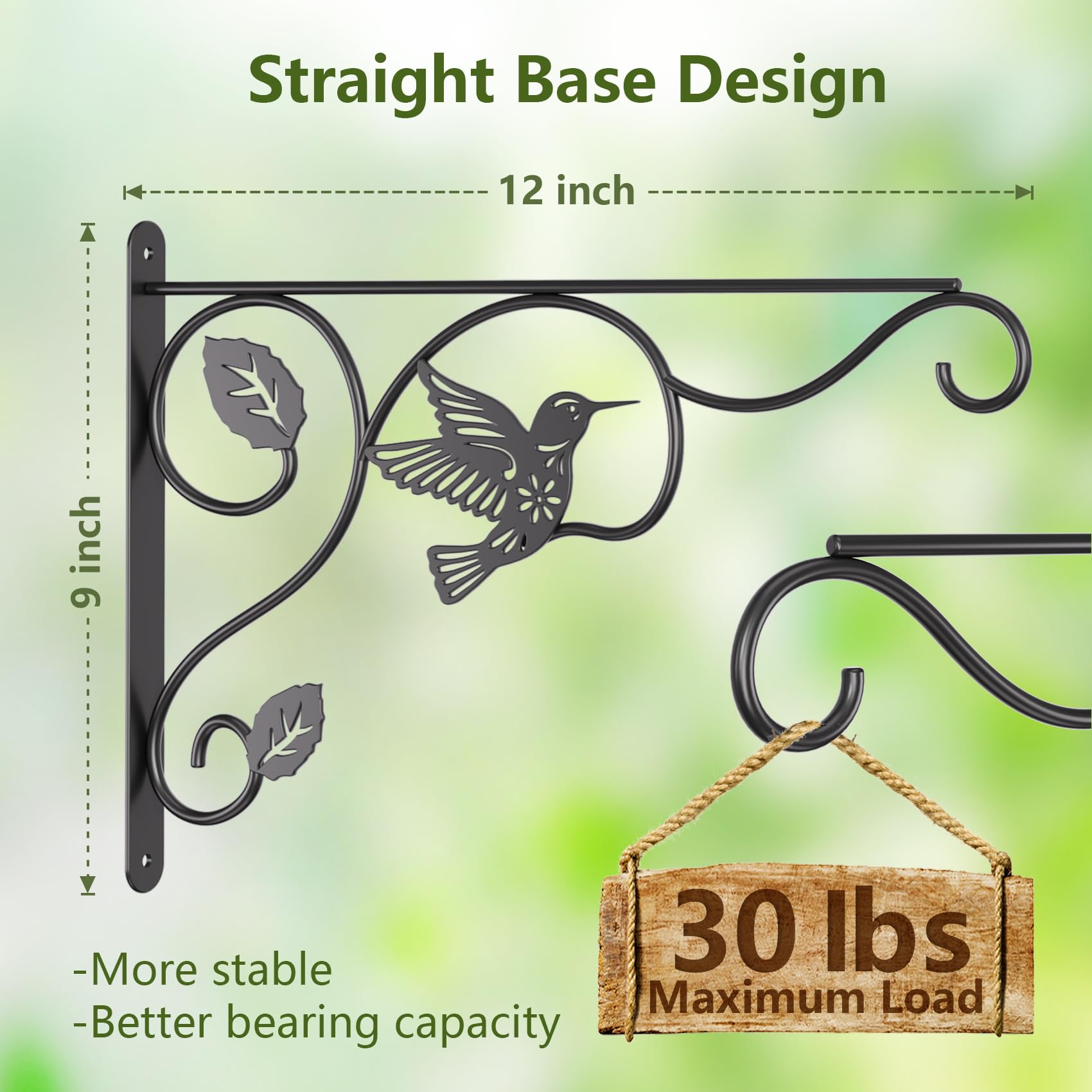 BBTFAA rustproof iron hook close-up showing sturdy 12-inch construction.