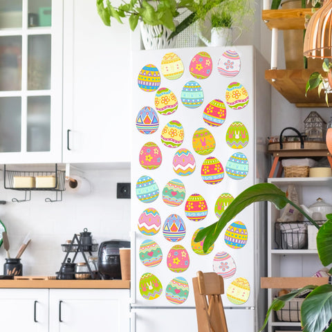 BBTO reusable Easter fridge magnets attach easily to metal surfaces.