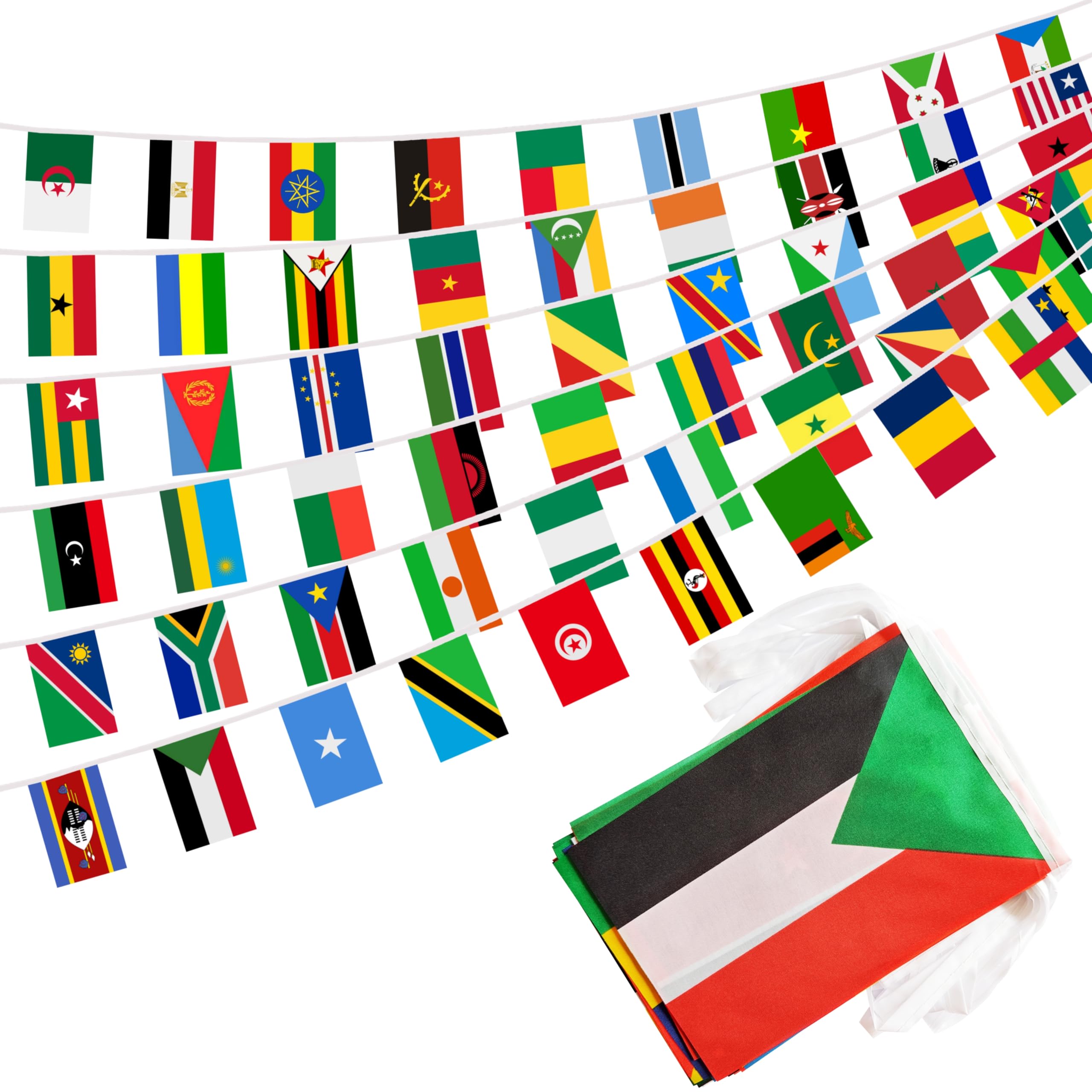 BCLin Africa 54-countries flag-string stretched for events and displays