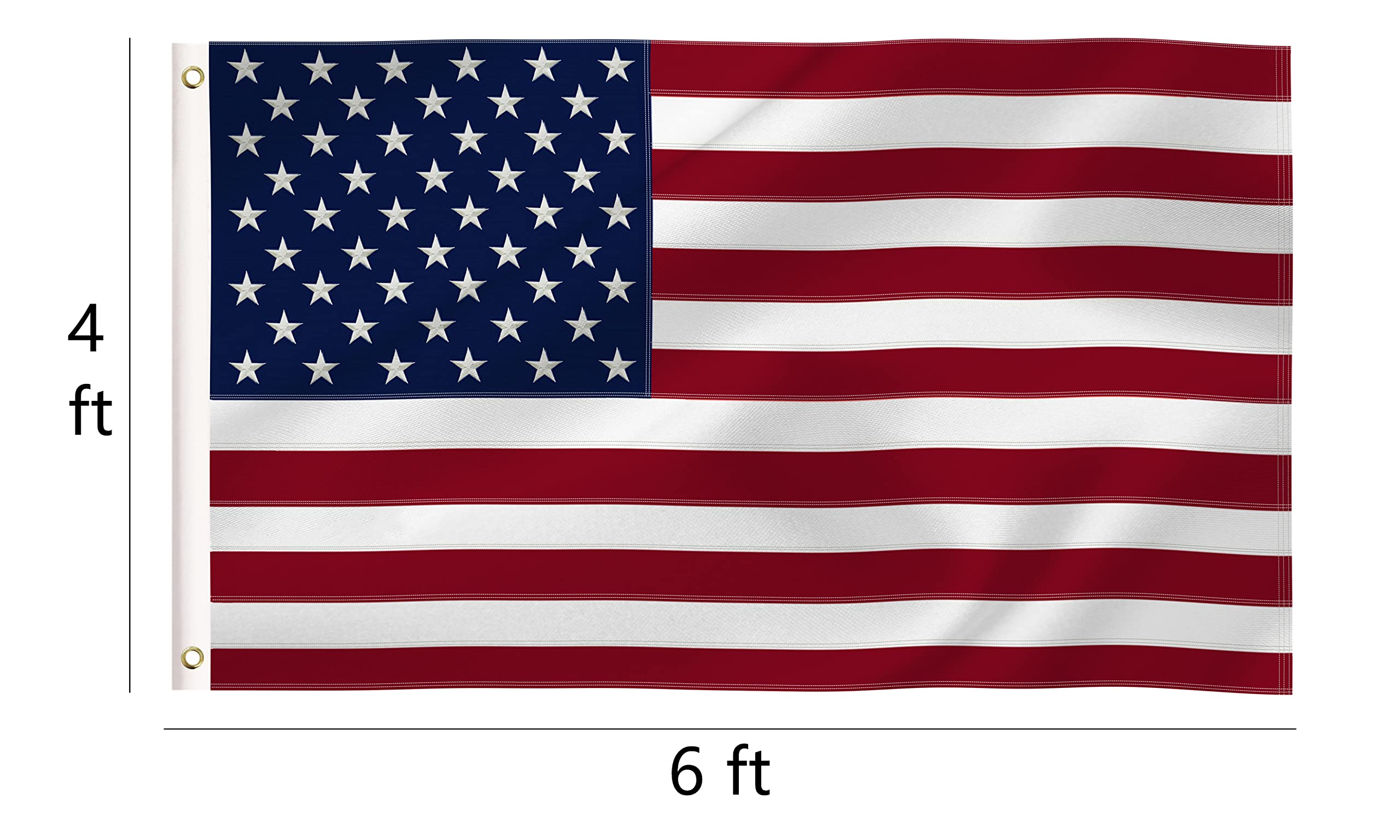BCLin American flag 4x6 nylon with sewn stripes for crisp, lasting patterns