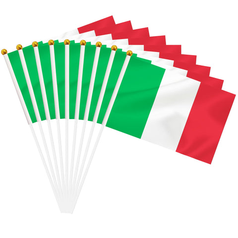 BCLin Italy hand-held flag 8.2x5.5 inches fluttering in breeze for parades