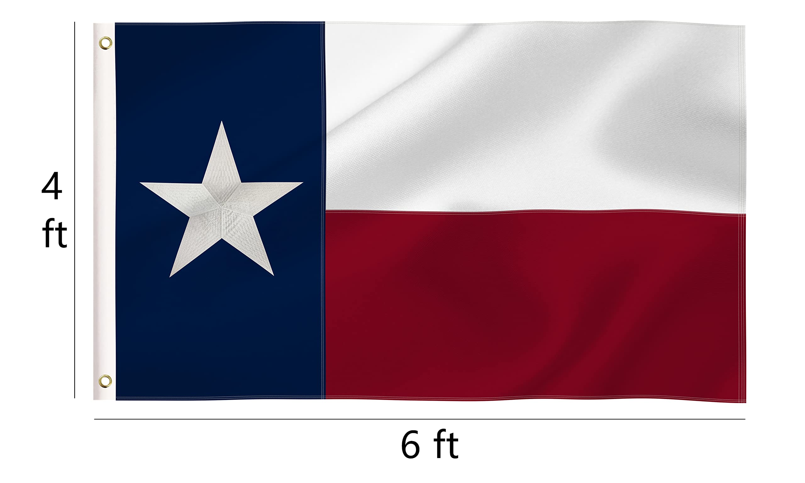 BCLin Texas flag 4x6 nylon with sewn stripes for vivid color and visibility