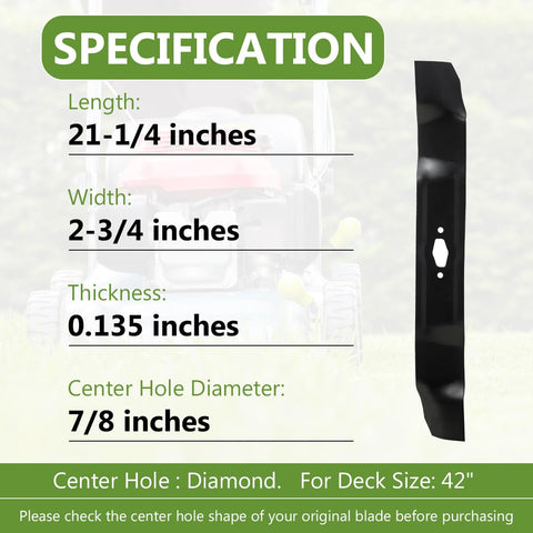 BCQNXX 42-inch deck blades pack ensures quick replacement and consistent mowing results