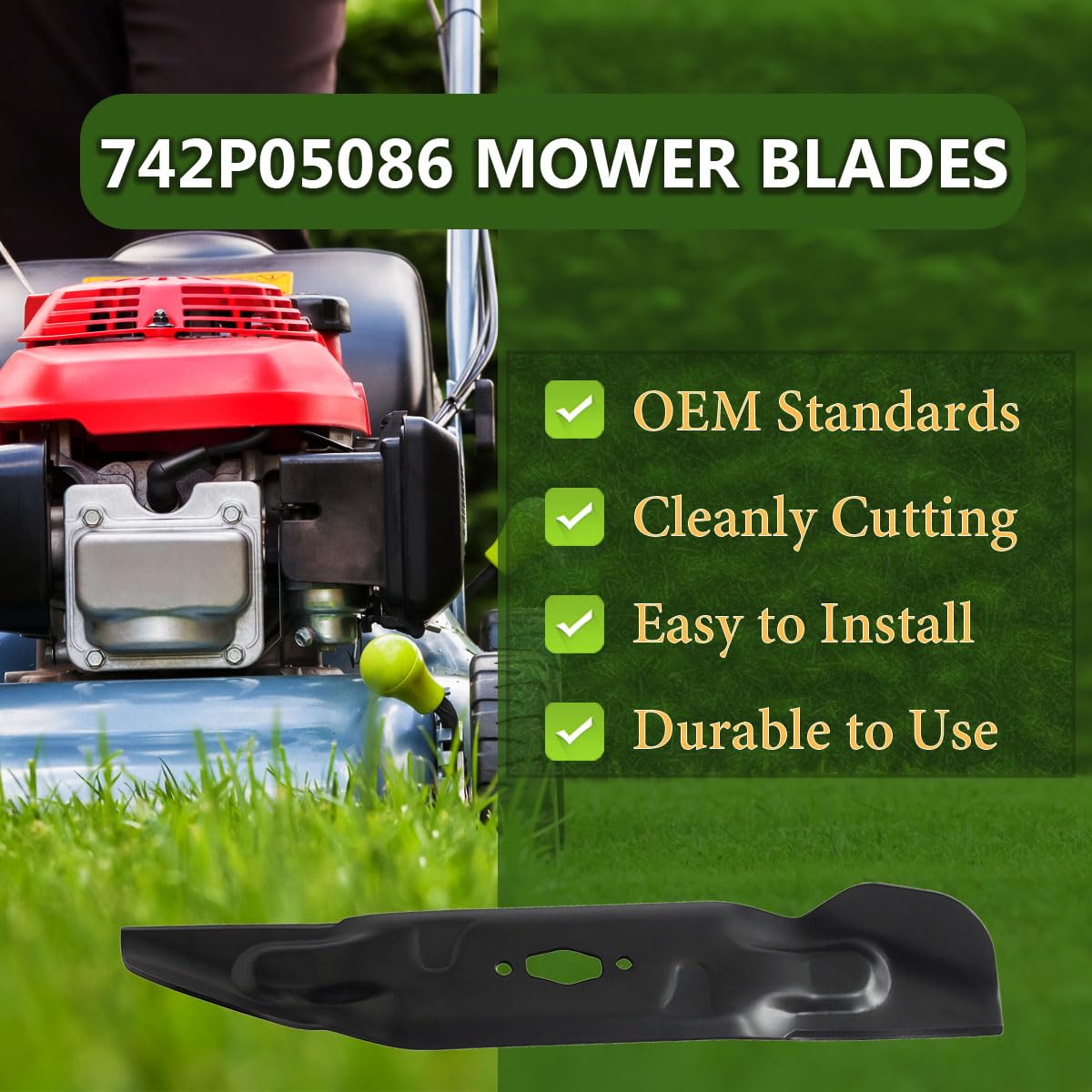BCQNXX 54-inch deck blades with diamond-hole pattern support balanced cuts
