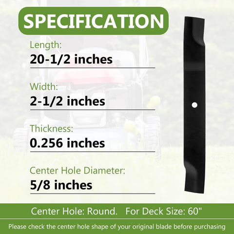 BCQNXX 60-deck blade-fit closeup shows compatibility with Gravely and Ariens mowers.