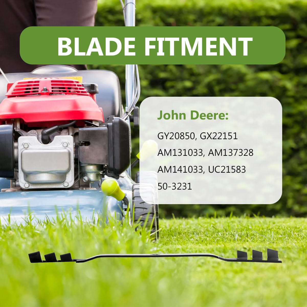 BCQNXX blades compatible with many John Deere 42-inch decks.