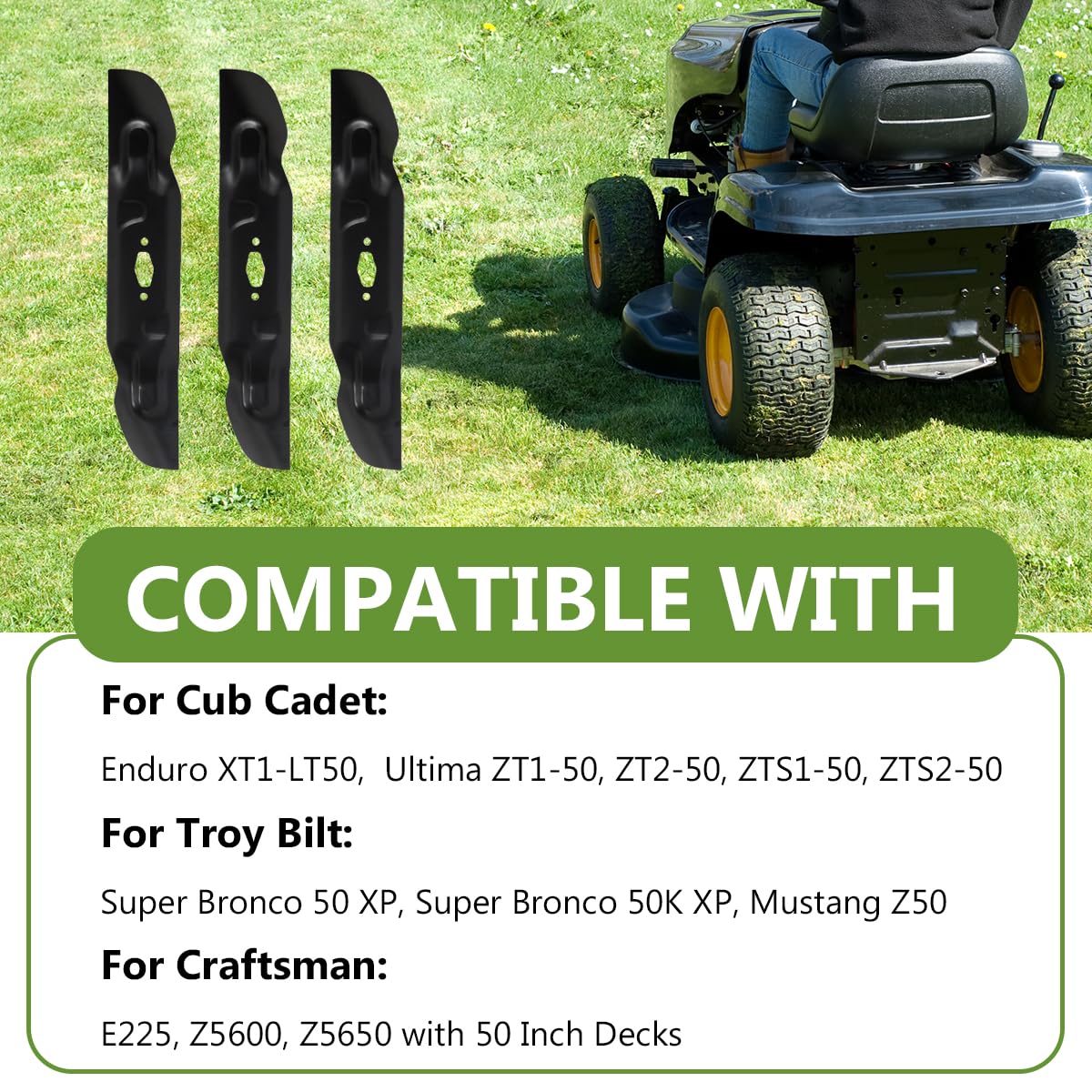 BCQNXX compatibility with Cub Cadet XT1-LT50 visual guide.