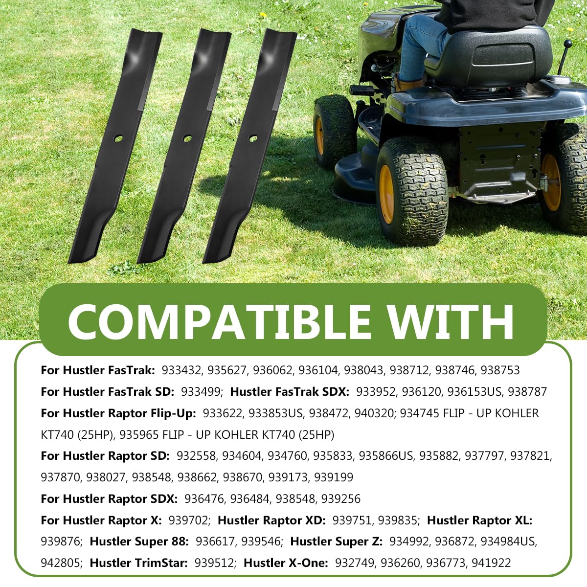 BCQNXX blades compatible with Hustler SD SDX XL Super Z series