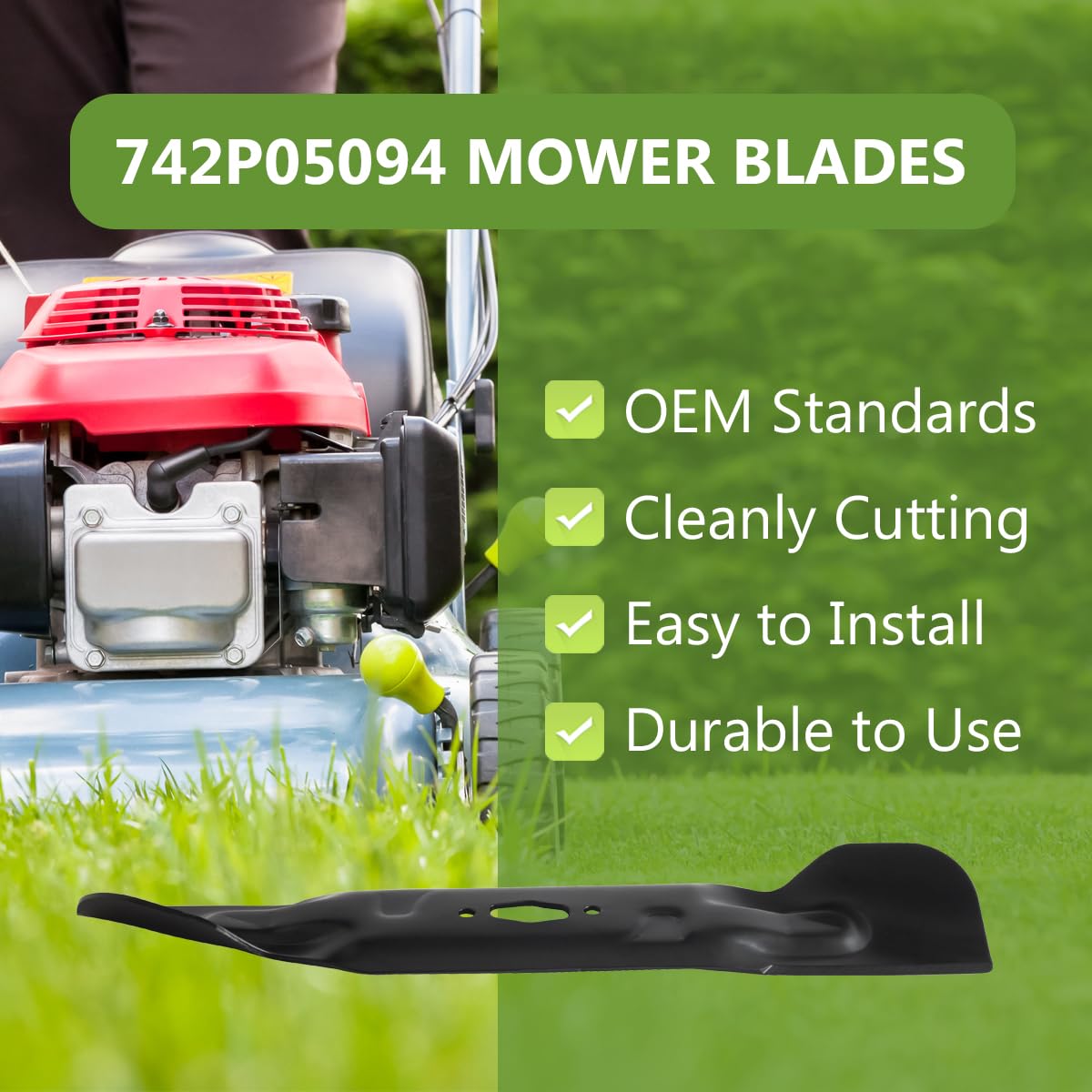 BCQNXX high lift blades 3-pack side view, durable construction.