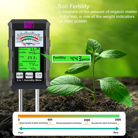 BDZMLITE soil temperature and sunlight meter optimizes plant exposure.