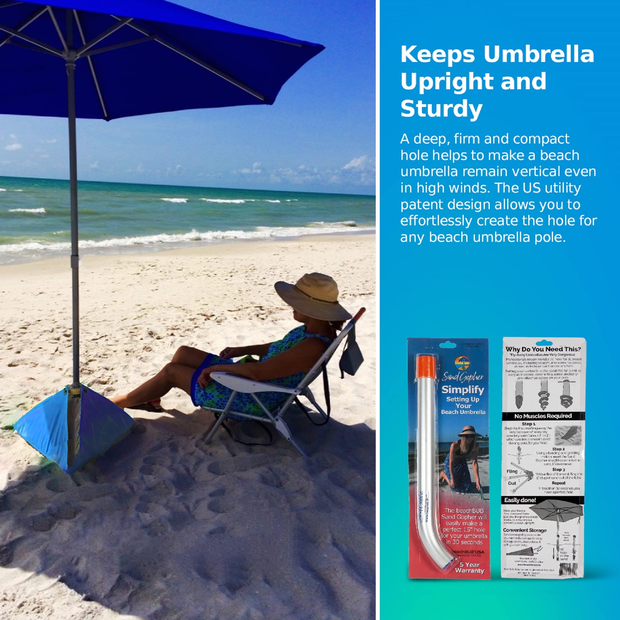 Tough aluminum construction supports long-lasting use across many beach seasons.