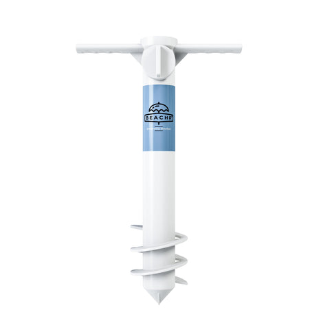 Beachr Beach Umbrella Sand Anchor base stabilizes shade in beach sand.