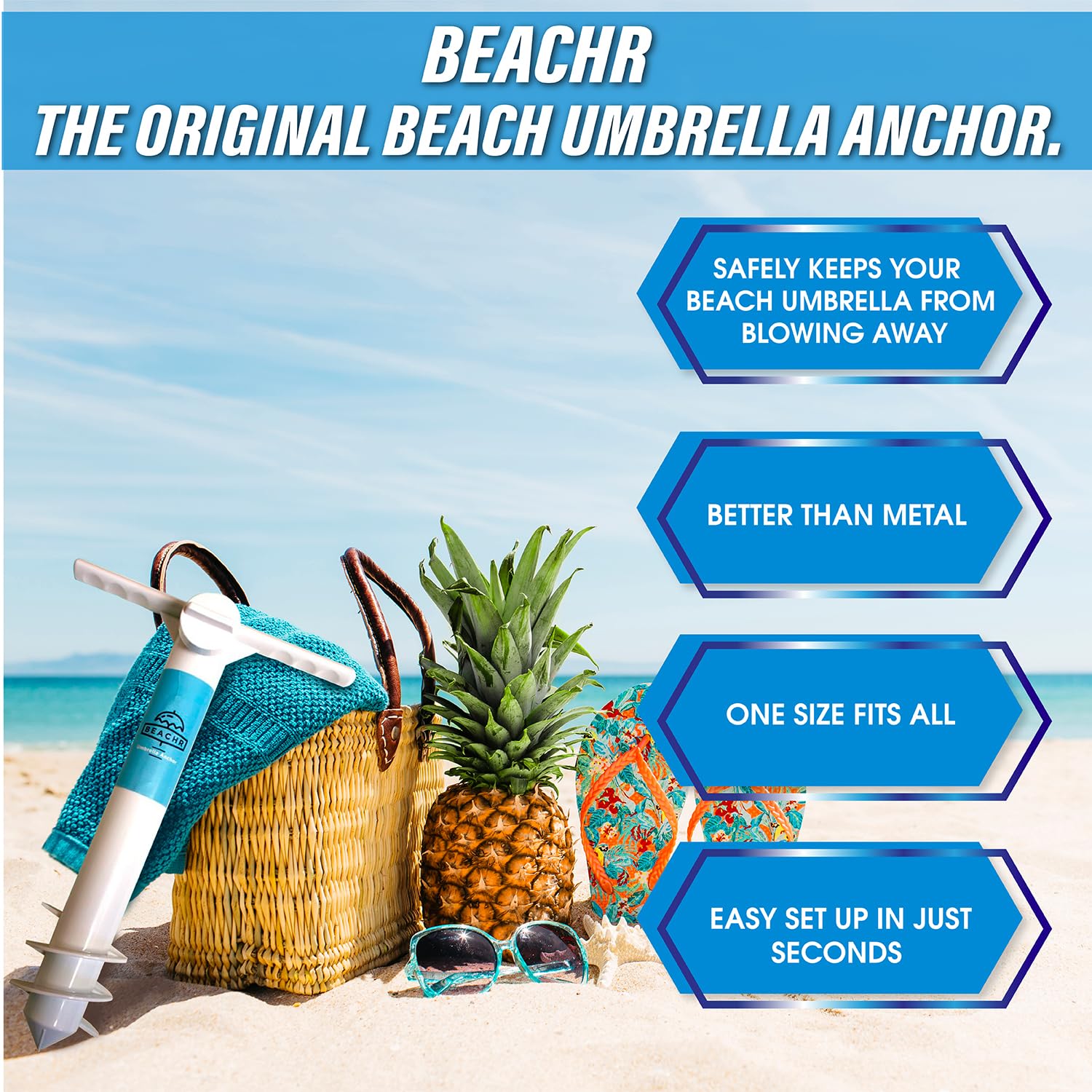 Beachr Lightweight and portable base fits into a travel bag.