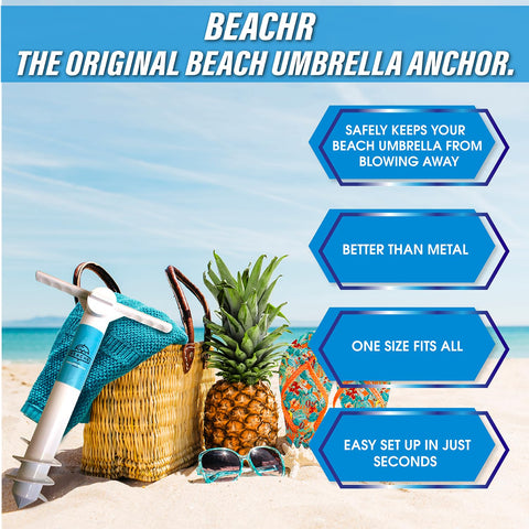 Beachr Lightweight and portable base fits into a travel bag.