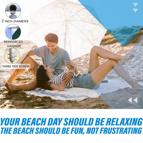 Beachr Wind-Resistant anchor withstands gusts to prevent tipping.