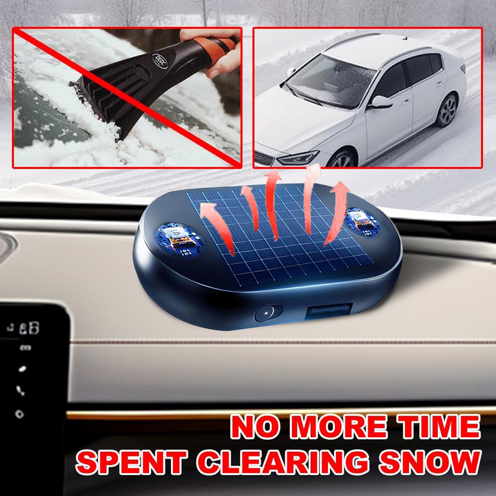 Beamdoor defroster EM ice removal on windshield for fast melt and clear visibility.