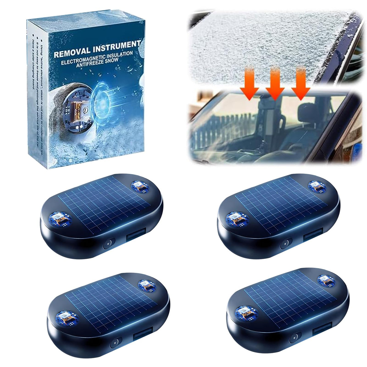 Beamdoor solar electromagnetic car snow removal set—compact, portable defroster for winter mornings.