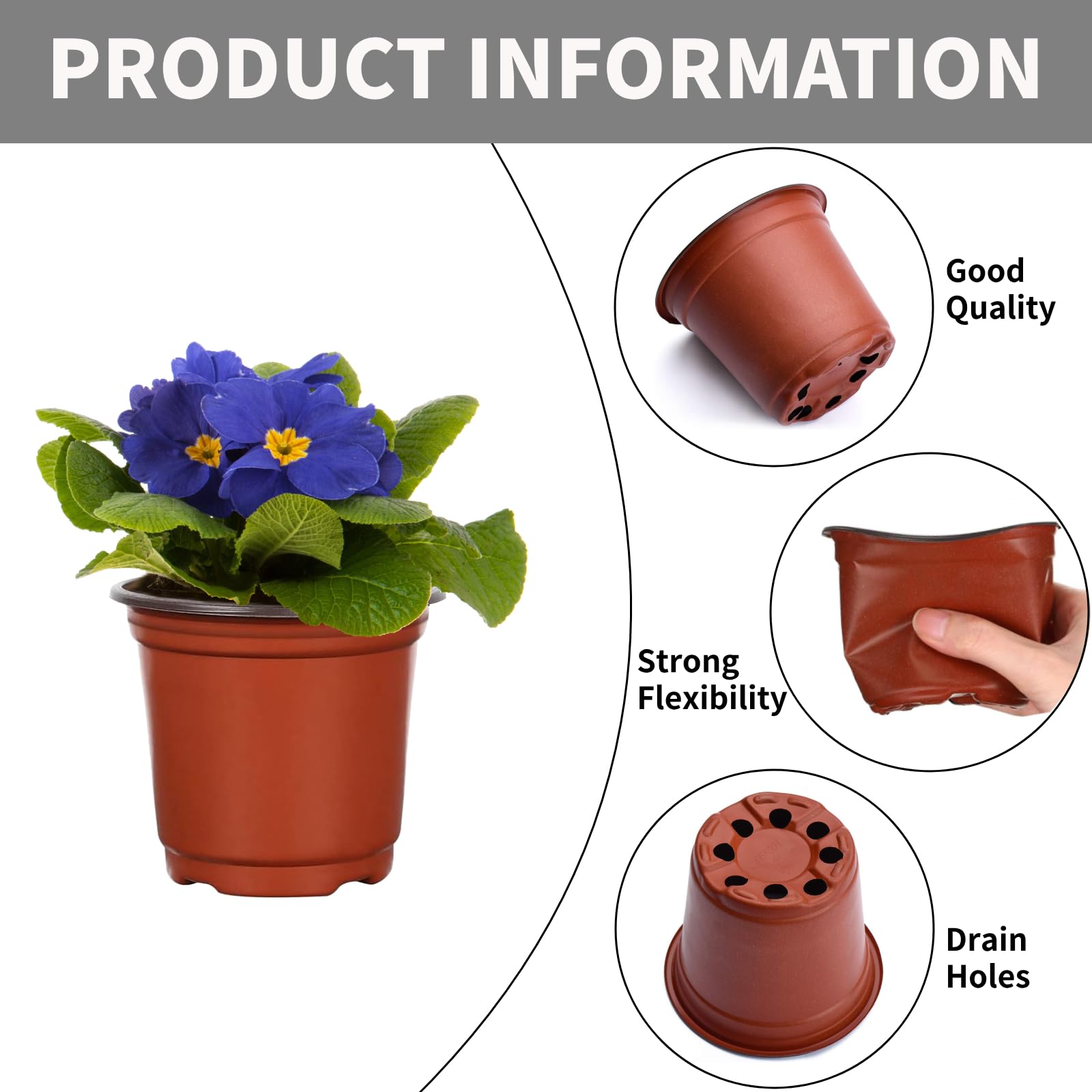 BeapTcely brown plastic nursery pots for seedlings and cuttings