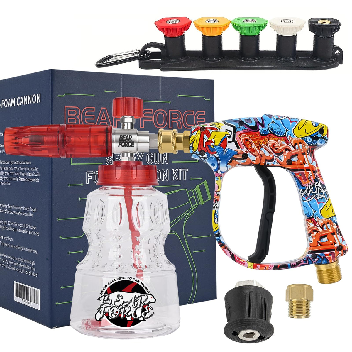 BEAR FORCE foam cannon M22-14 max delivers thick foam for deep cleaning.
