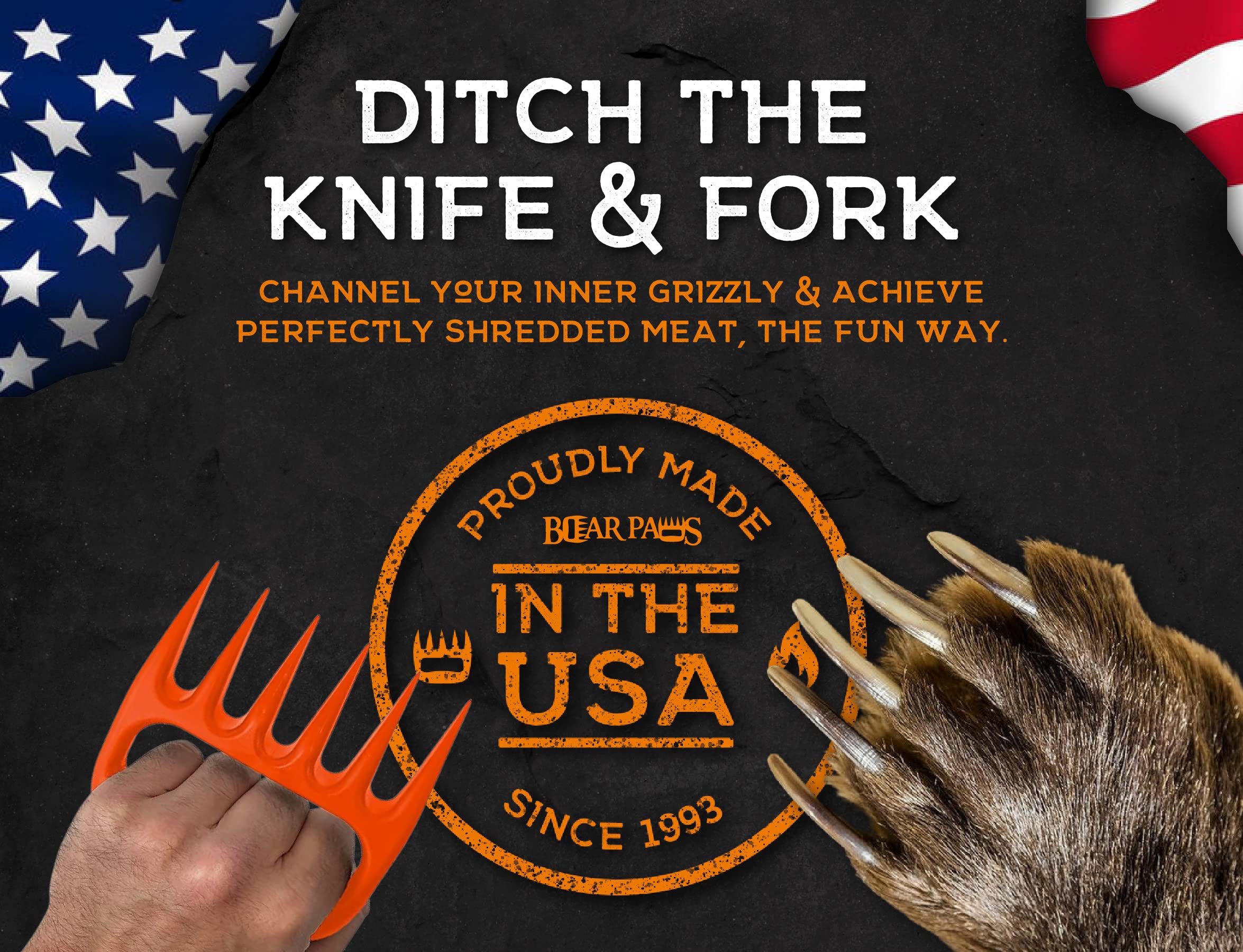 Bear Paws USA-made design offers durable shredding near the grill.