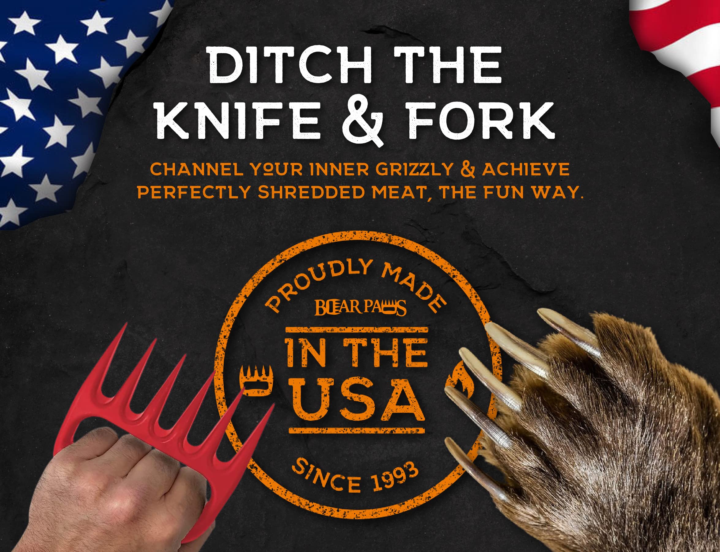 Bear Paws in-action lifting turkey and brisket with ease.