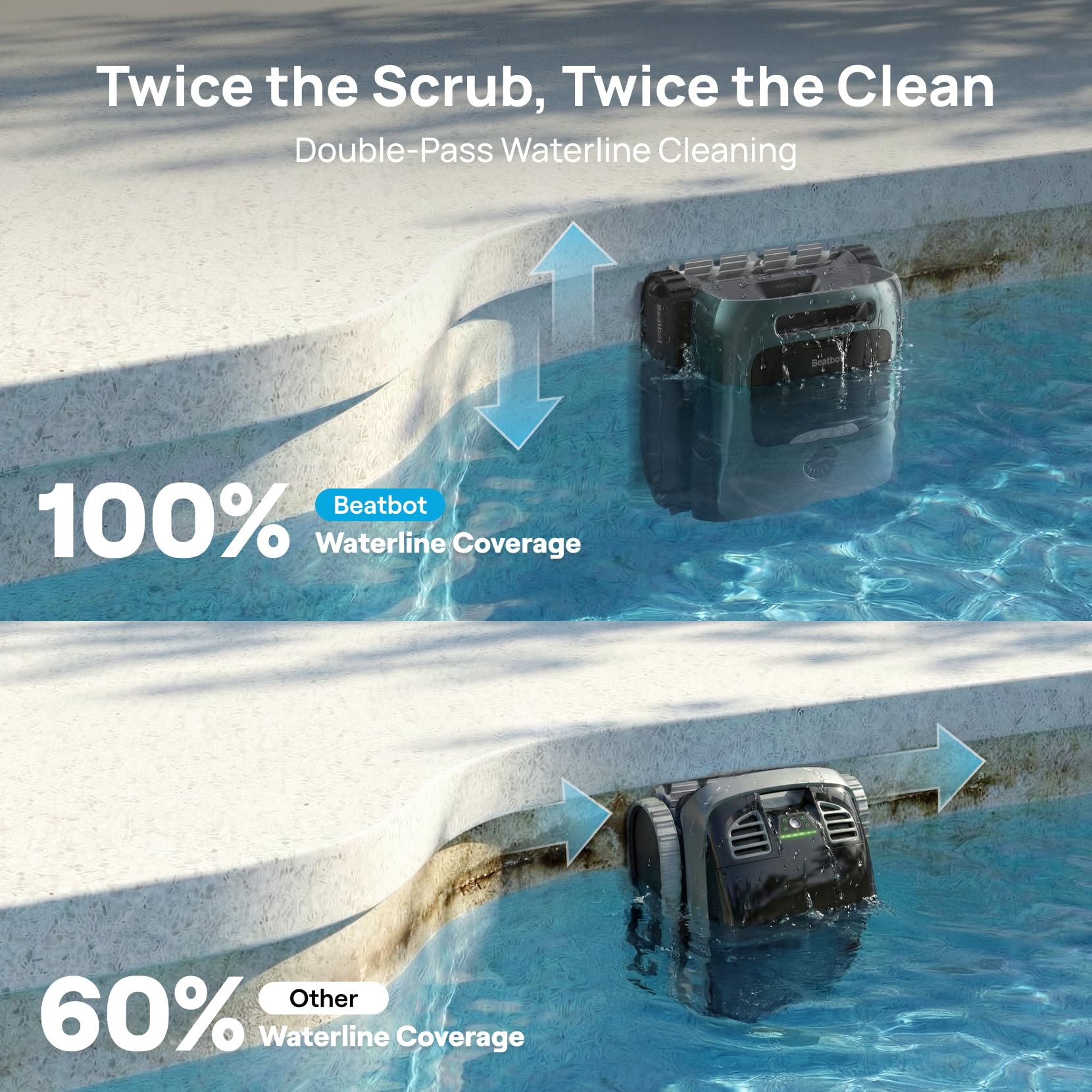 Beatbot AquaSense 2 Pro water clarification action for crystal-clear water