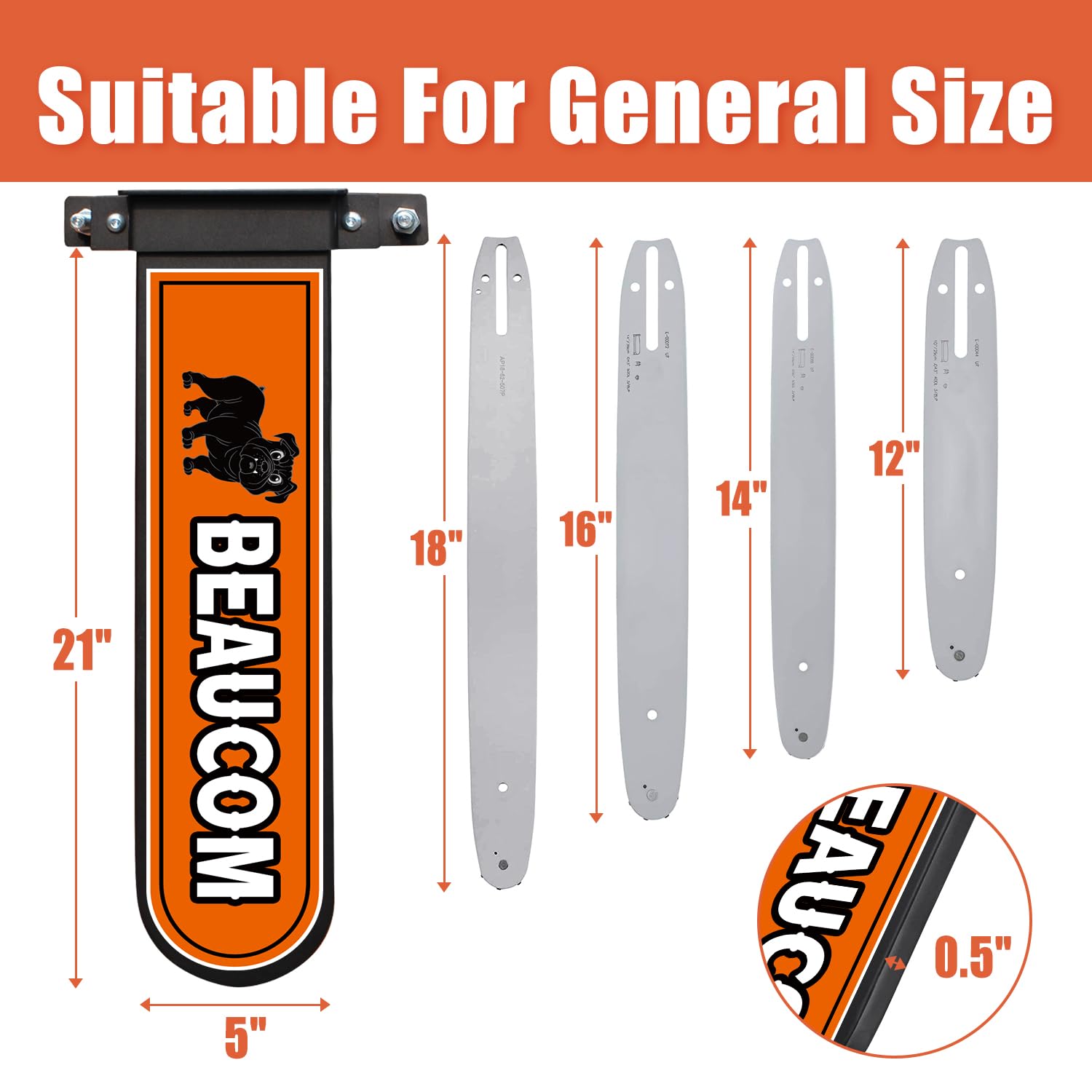 BEAUCOM Chainsaw Holder showcases rugged steel construction for outdoor use.