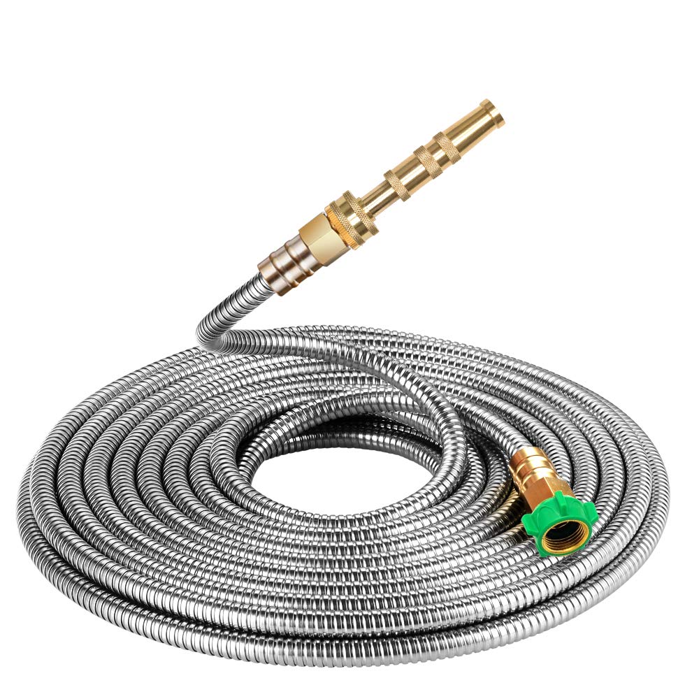 Beaulife 304 stainless steel hose, 25ft, durable metal design for long-lasting watering.
