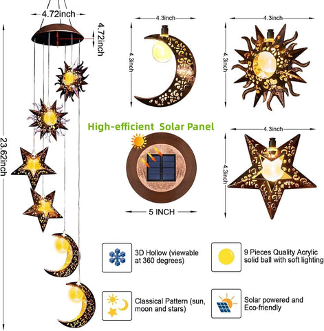 Waterproof solar panel keeps outdoor chimes shining through rain.